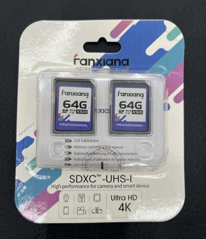64G SDXC UHS-I Memory Card 2 Pack For High Performance Camera Smart Device NEW