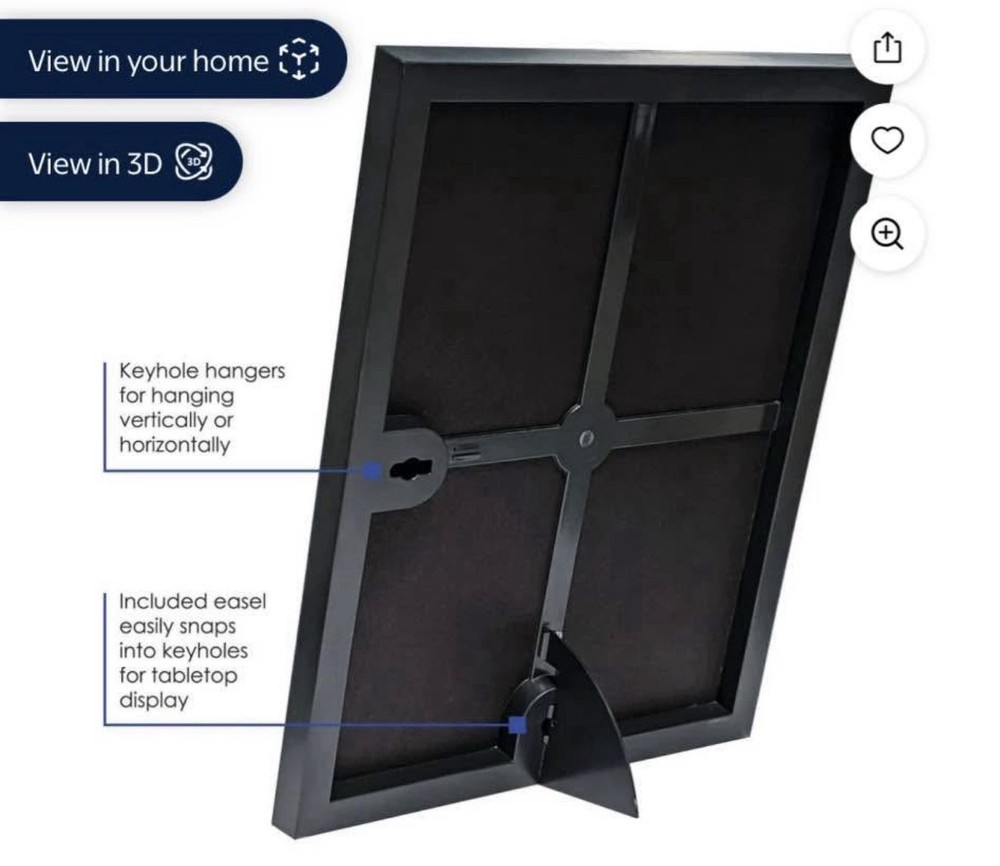 12 Pack Document Frame Front Loading w/ Trim Accent Plastic 8.5 x 11 Black