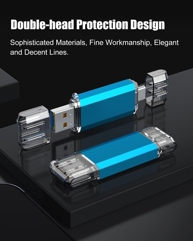 128GB Dual USB C Flash Drive Blue