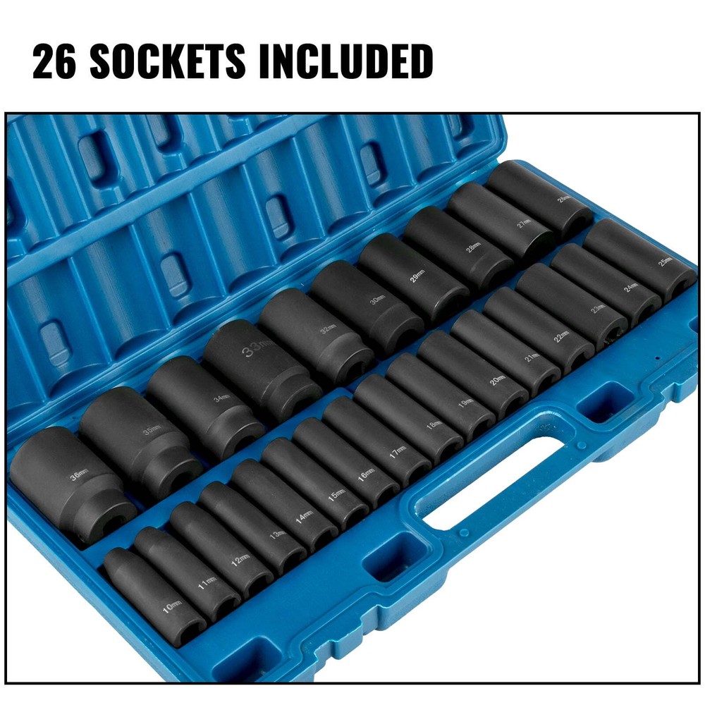 1/2-inch Chrome Finish Standard Deep Socket Wrench & Set, 43 Piece