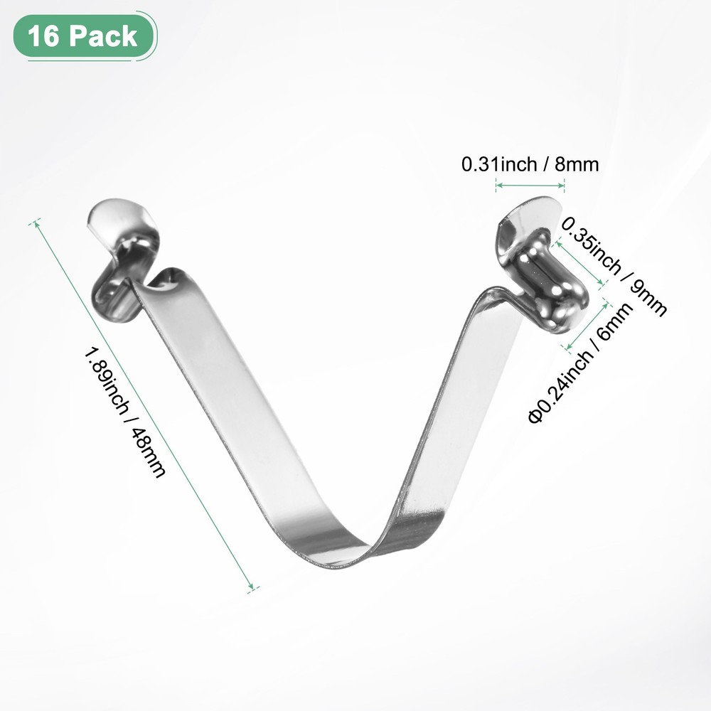 16-Pack Kayak Paddle Snap 6mmx48mm Double Button V Shaped Spring Steel