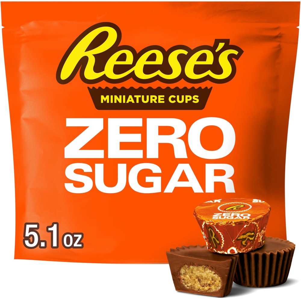 REESE'S Zero Sugar Miniatures Chocolate Peanut 5.1 Ounce (Pack of 1), brown