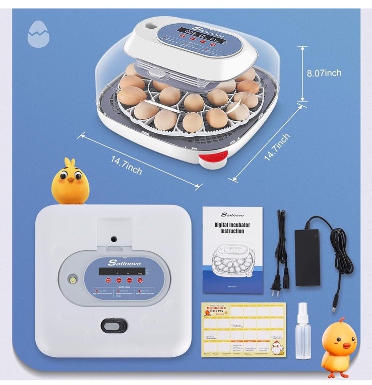 24 Eggs Incubators for Chicken Eggs w/4 Modes, 360° View, Automatic Egg Turning!