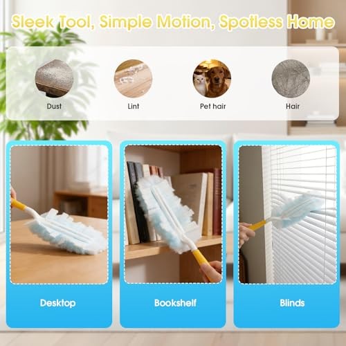 80 Count Disposable Duster Refills for Swiffer with 1 Handle, Microfiber