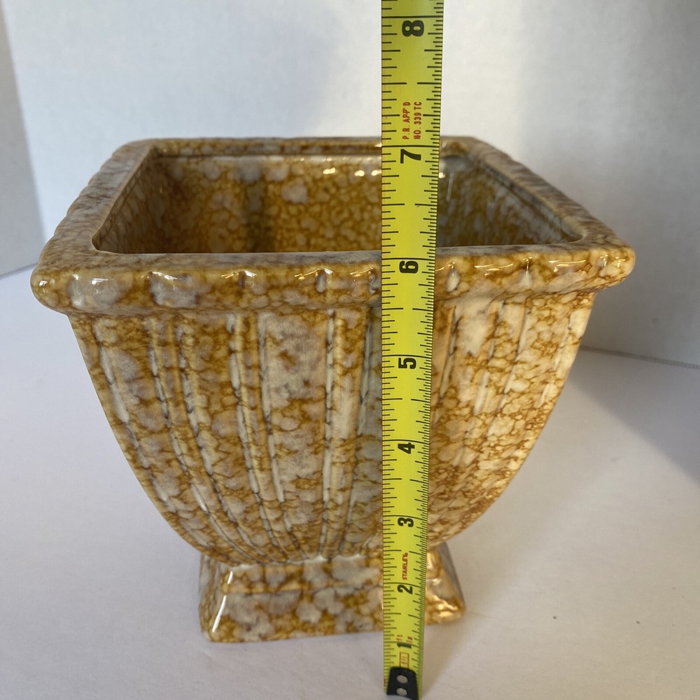 Footed Ceramic Planter/Vase Amber Cream Glaze
