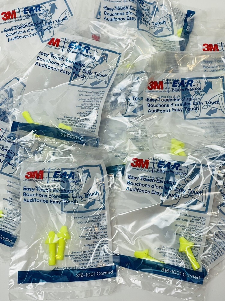 200 Pair 3M Easy Touch Uncorded Earplugs Easier to Insert — No Roll Down