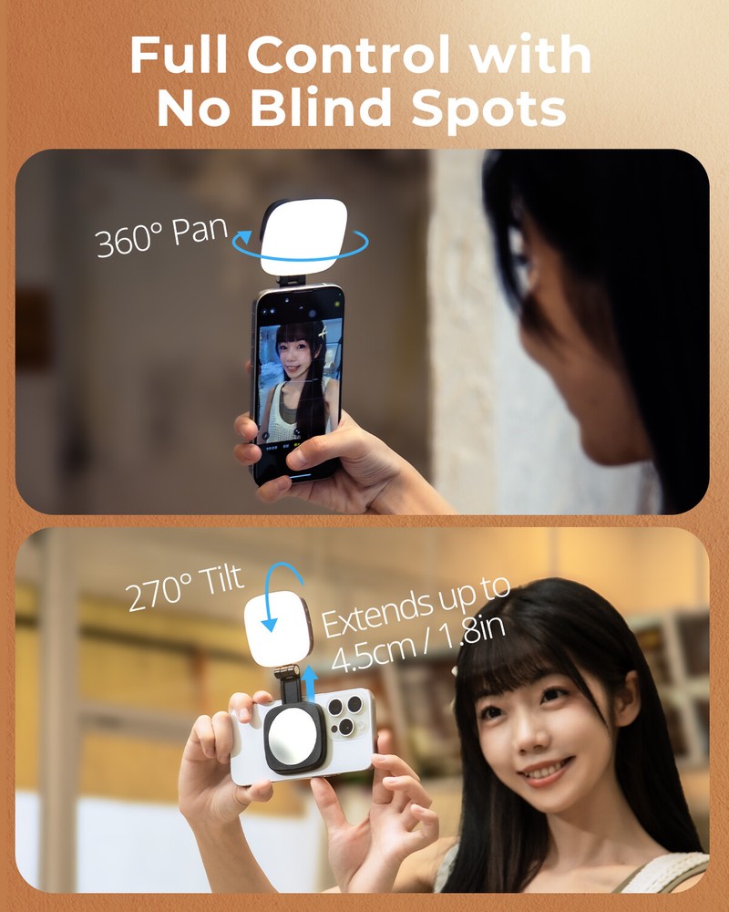 SmallRig Magnetic Selfie Light Phone Light for iPhone for Android Vibe P48 White