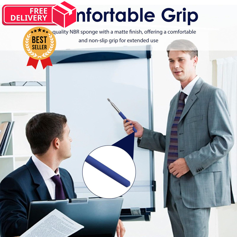 Retractable Teacher Pointer 𝟑𝟗.𝟓'', Stick with 𝗦𝘁𝘆𝗹𝘂𝘀 Blue