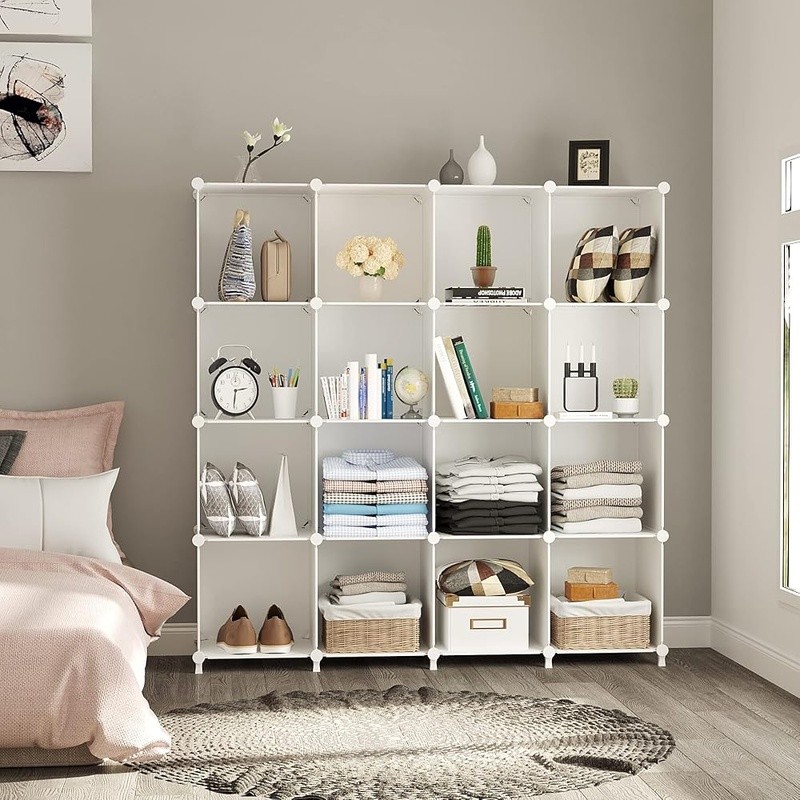 16 Cube Portable Storage Organizer Stackable Closet Shelves Multi-Purpose Unit