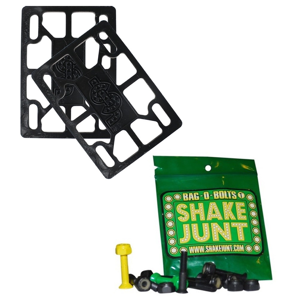 Shake Junt Skateboard Risers 1/8" Black Riser Pads With Hardware 7/8" Allen