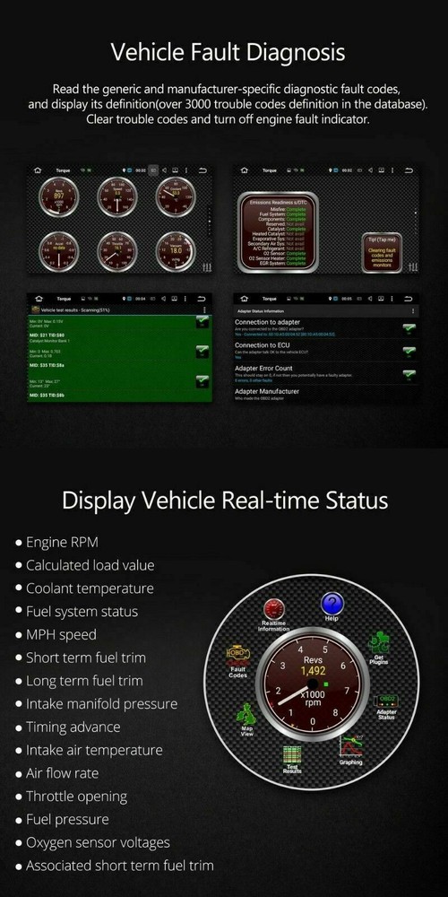 Scanner Diagnosi Check Auto Diagnostica Bluetooth per Android ELM327 OBD2 OBDII