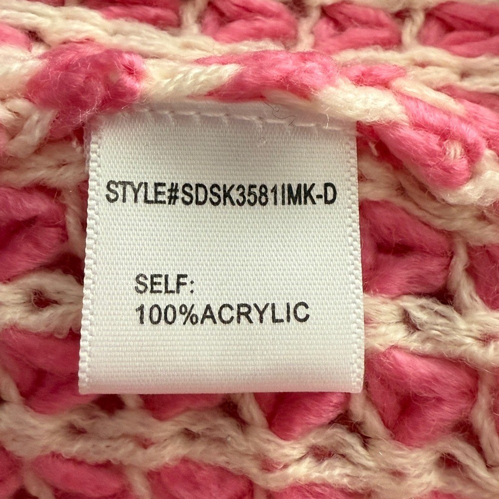 Pink Waffle Knit V-neck Button Up Sweater