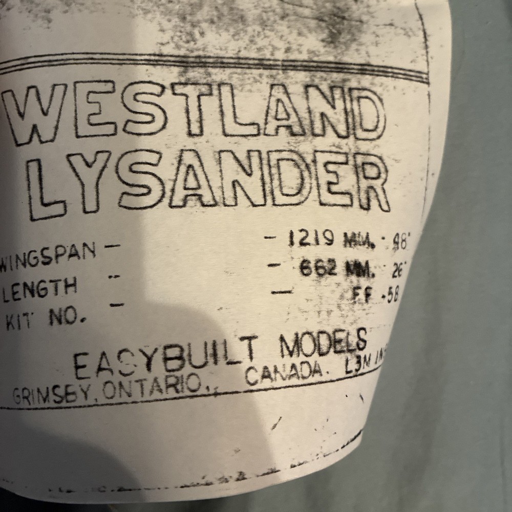 Easy Built Models “Westland Lysander”. #FF-58.