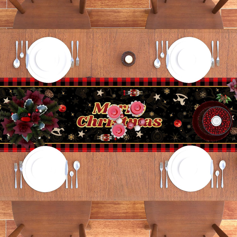 Black Nutcracker Christmas Table Runner African American Nutcracker Tableclot...