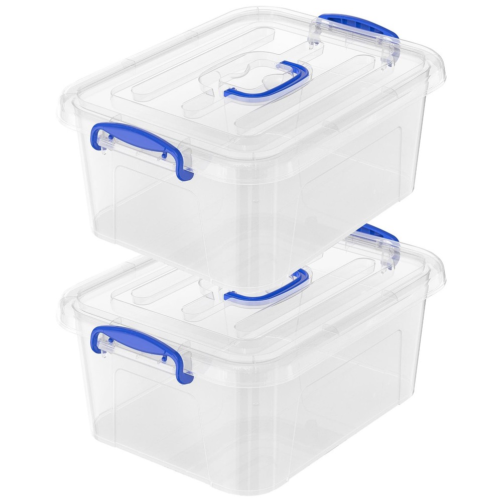 9 Quart Clear Storage Latch Bins with Lids/Handle, Plastic Clear Stackable , ...