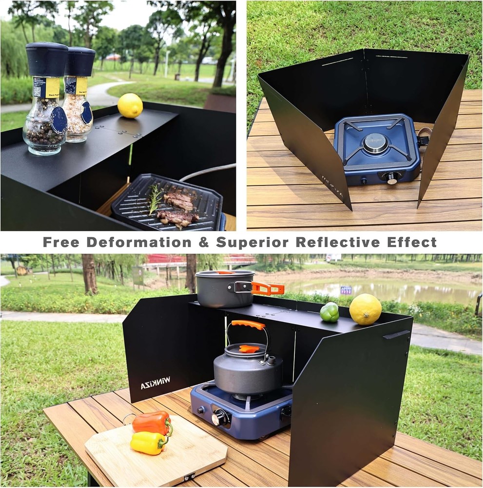 Camping Stove Windscreen Outdoor Foldable Gas Windshield, Wind...