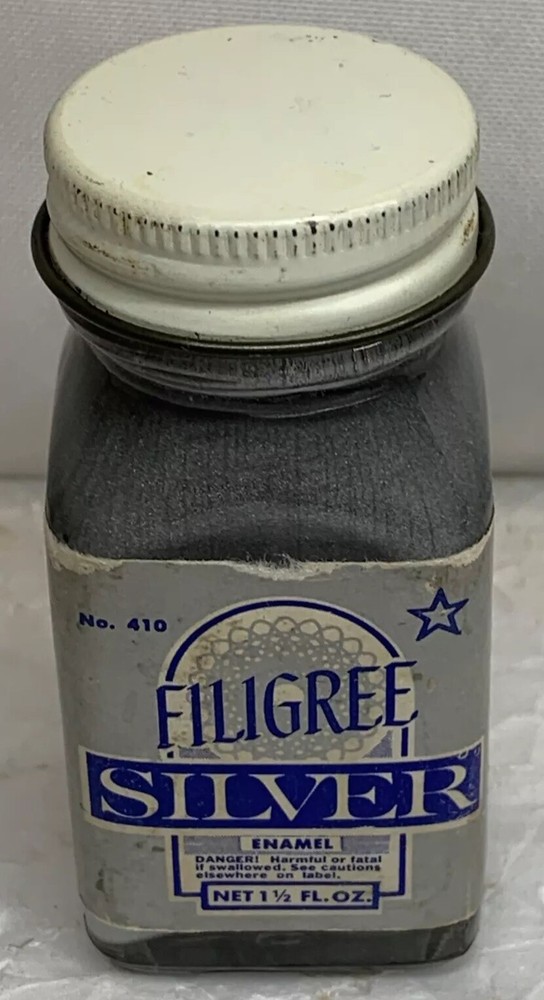 Filigree Silver Enamel Vintage Bottle Almost Full