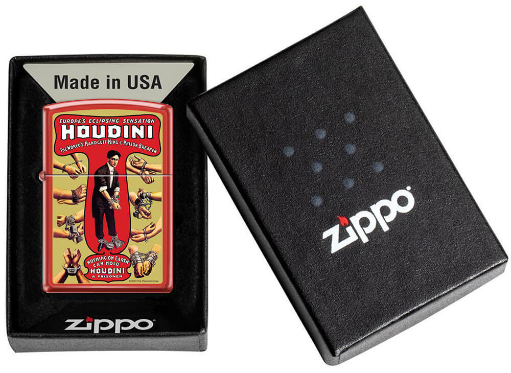 Houdini Magic Wrists Red Matte Zippo Lighter