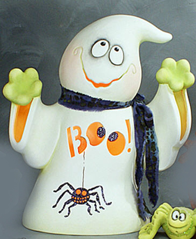 Ceramic Bisque Ready to Paint Medium "BOO" Ghost clipin light incl.