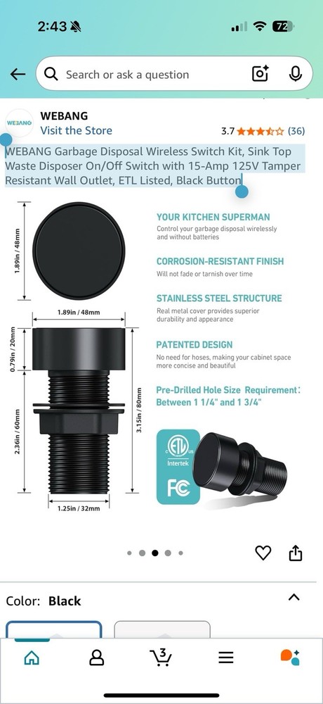 WEBANG Garbage Disposal Wireless Switch Kit