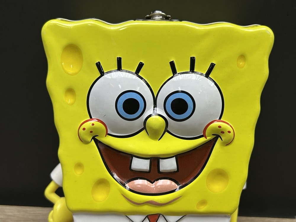 Vintage 2002 Nickelodeon SpongeBob Squarepants Metal Tin Container