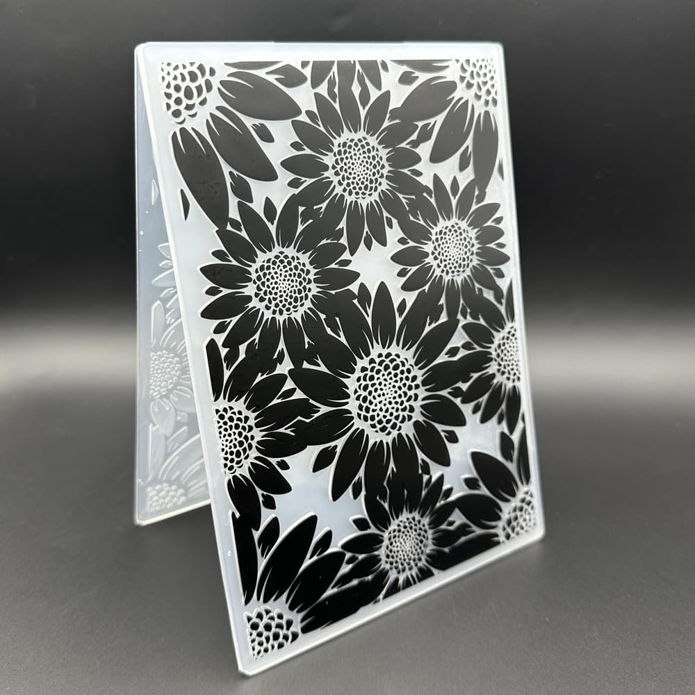 3D Plastic Embossing Folder Template - Stereoscopic Sunflower Texture (5x7 Inch)