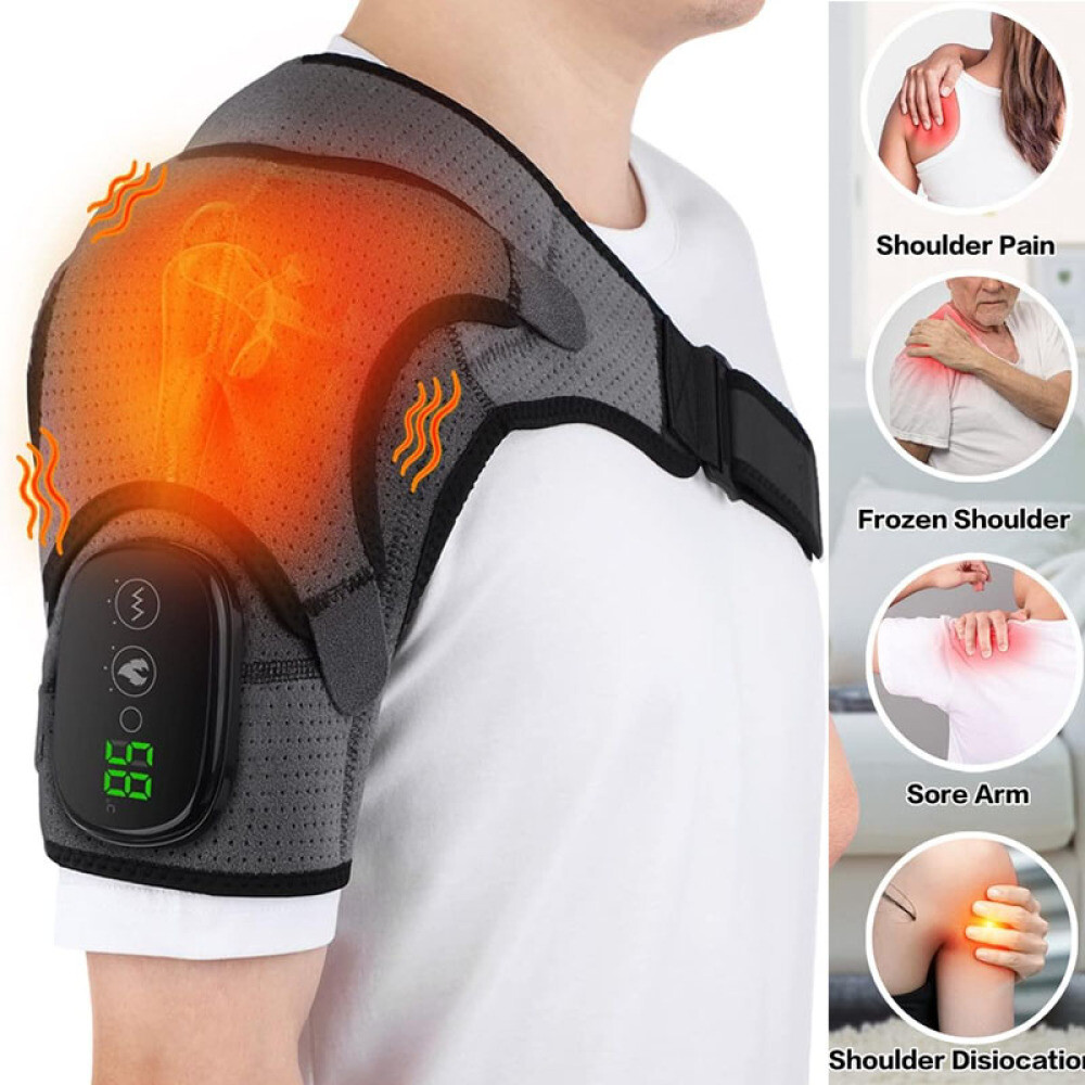 Electric Heated Shoulder Brace Massage Rotator Cuff Support Compression Wrap