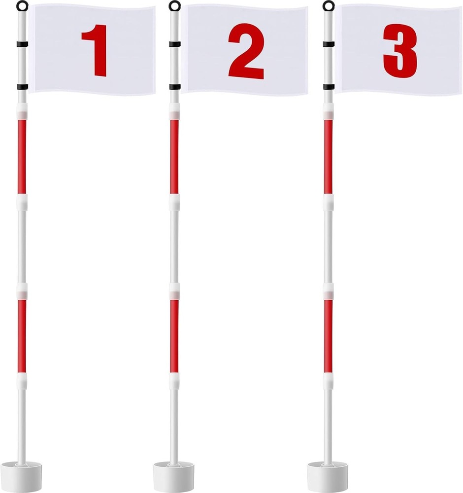 3 Pack Golf Flag Stick 6ft Putting Flag Golf Hole Cup Pole Pin Numbered Flags...