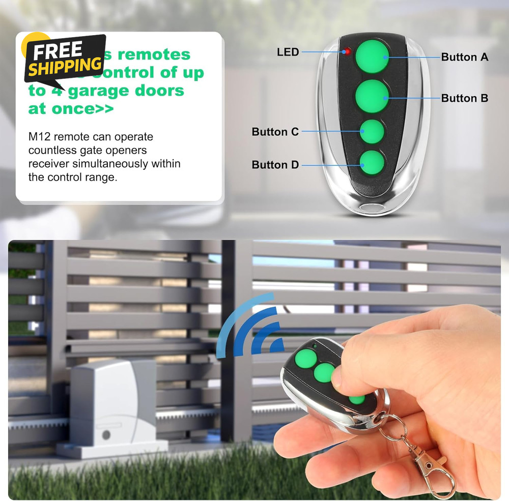 M12 Remote Control Transmitter 433.92 Mhz for Automatic Swing Sliding Gate