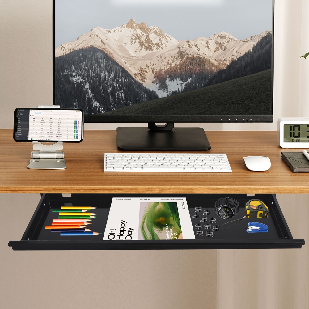 Sliding Pull-Out Drawer Under Desk Organizer for Space Saving Solutions