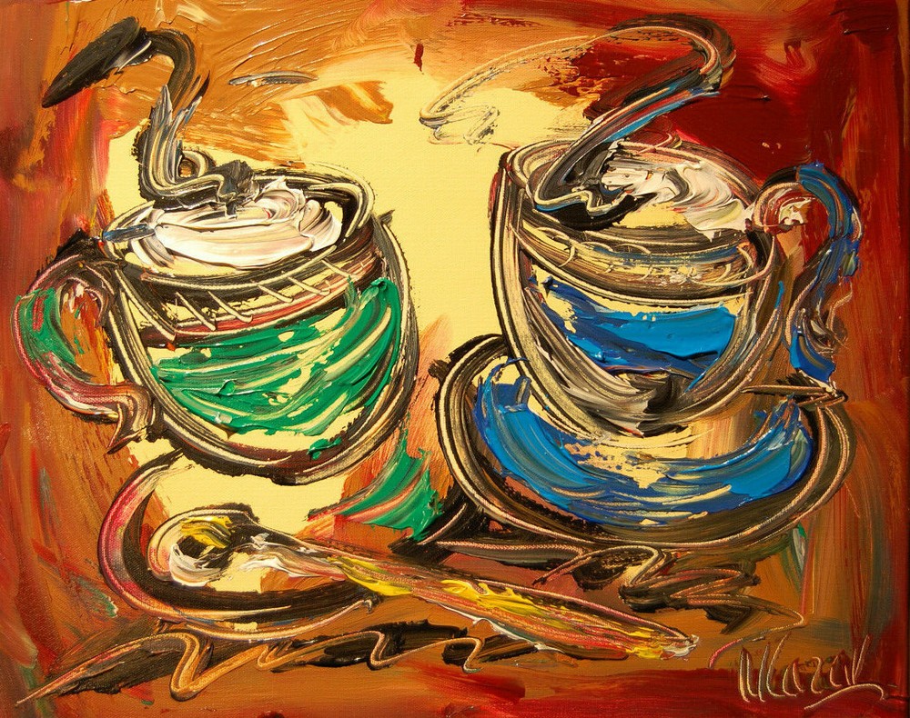 COFFEE CUPS   Painting  MODERN CANVAS ABSTRACT BBDECOYU