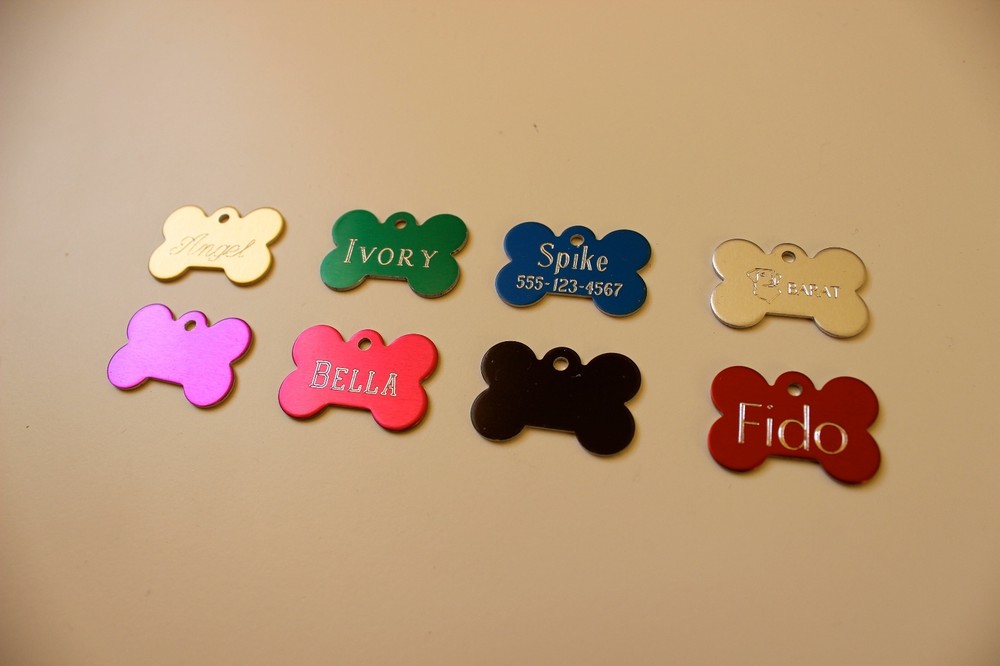 PET TAGS BONE (2.5CM) ID DOG TAG 2-SIDE PERSONALIZED DIAMOND ENGRAVED CUSTOM