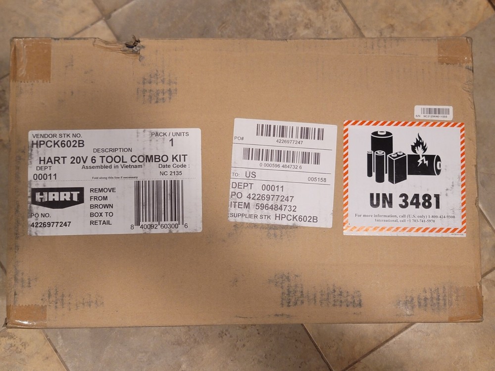 HART 20-Volt 6-Tool Combo Kit w/ 2 Batteries - Drivers, Saws, Flashlight, Sander