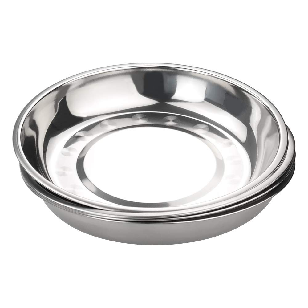 4-Pack Stainless Steel Metal Camping Plates, Kitchen Dinner Plates