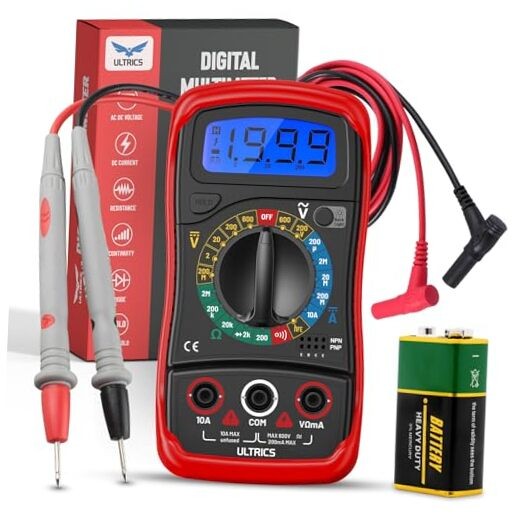 Digital Multimeter, Voltmeter Ammeter Ohmmeter with Test Leads Backlight LCD