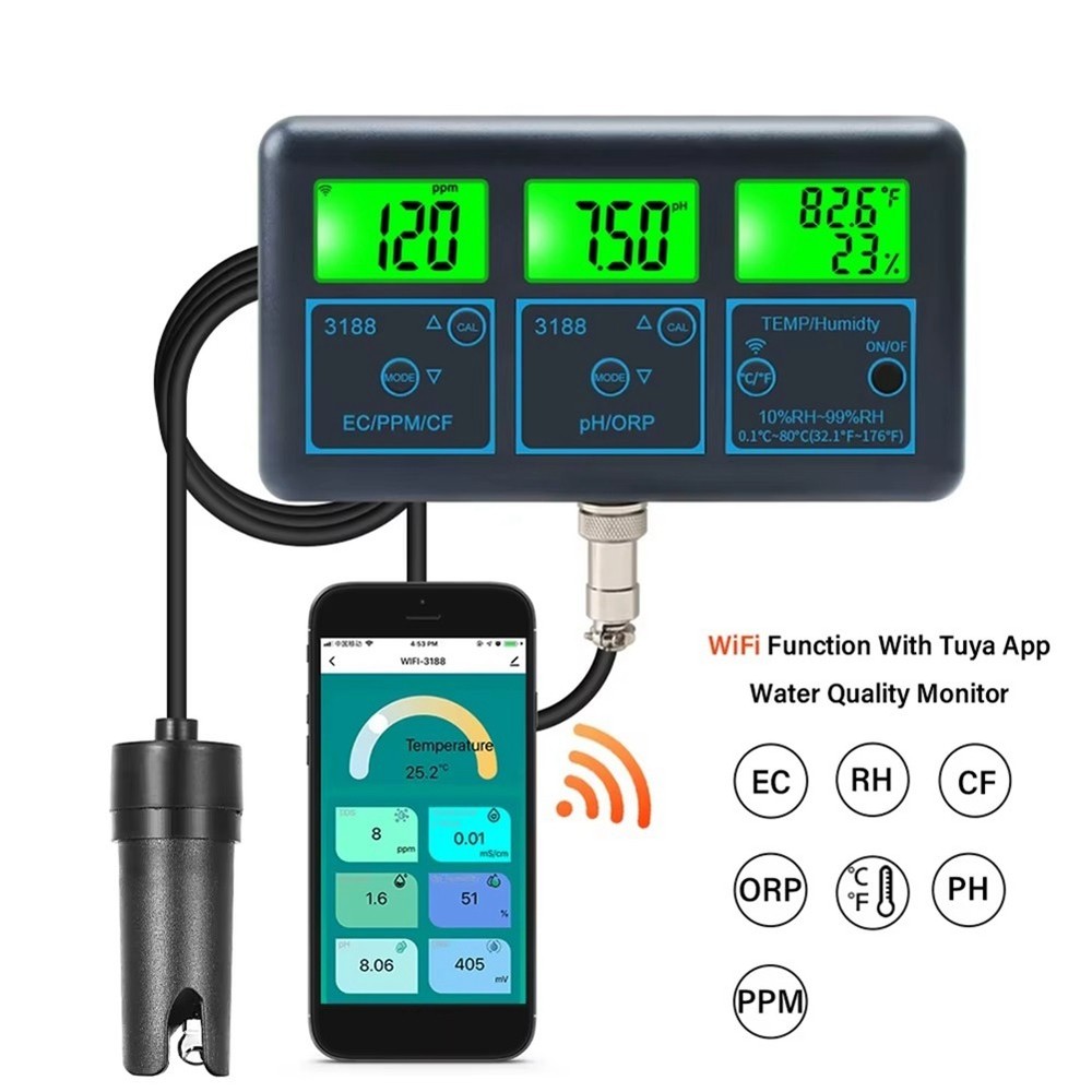 Tuya WiFi 7 In1 Water Quality Tester Multi-Parameter Water Analyzer4041