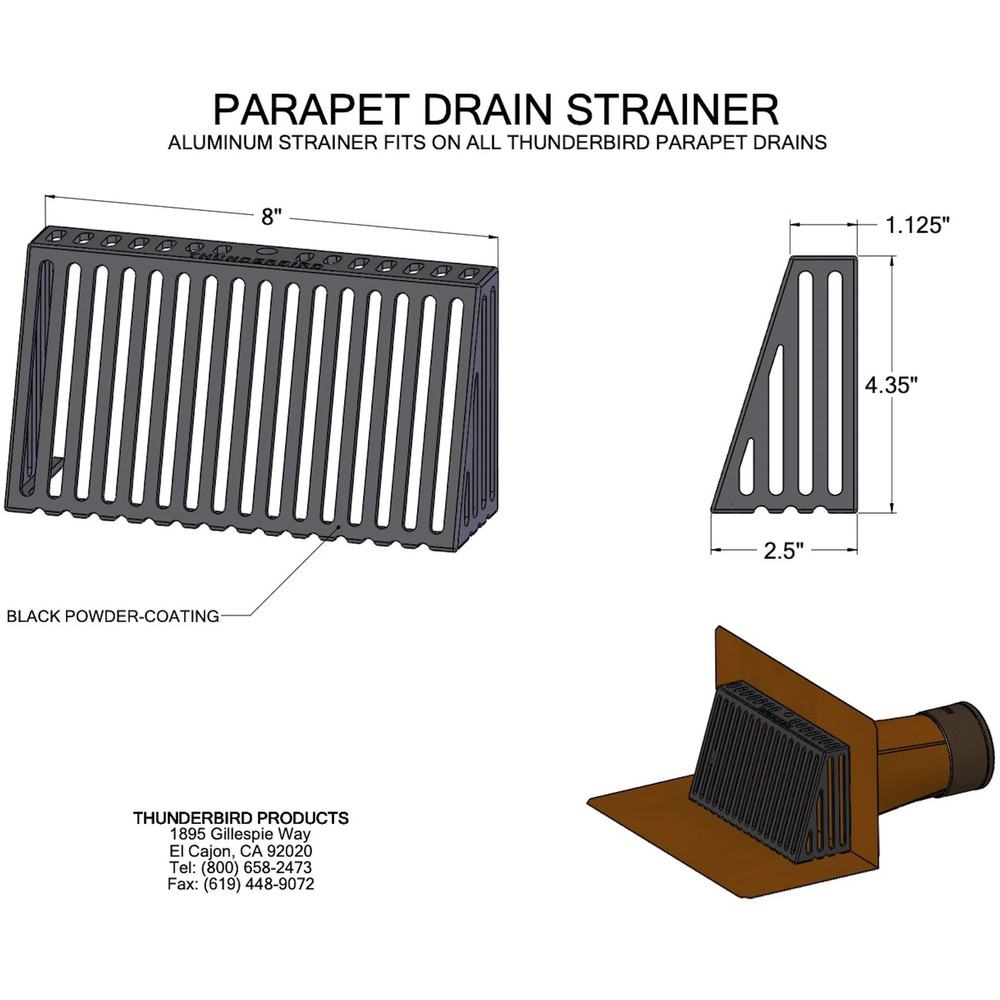 Cast Aluminum Parapet Dome Strainer