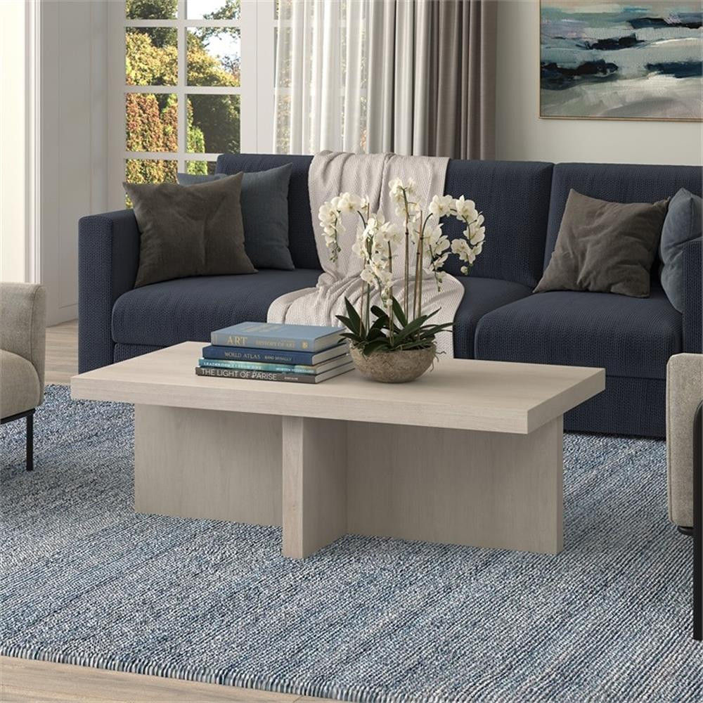 Henn&Hart 44" Alder White MDF Coffee Table