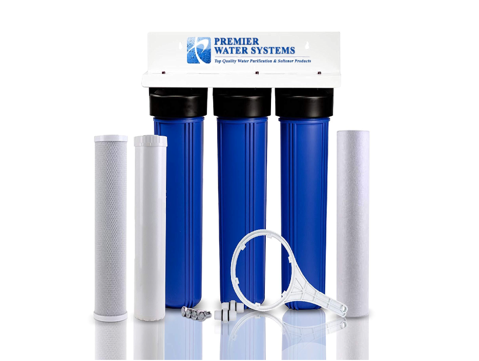 Triple Blue Water Filter System 1/2" FPNT | SEDIMENT/KDF-GAC/CARBON 2.5"x20"