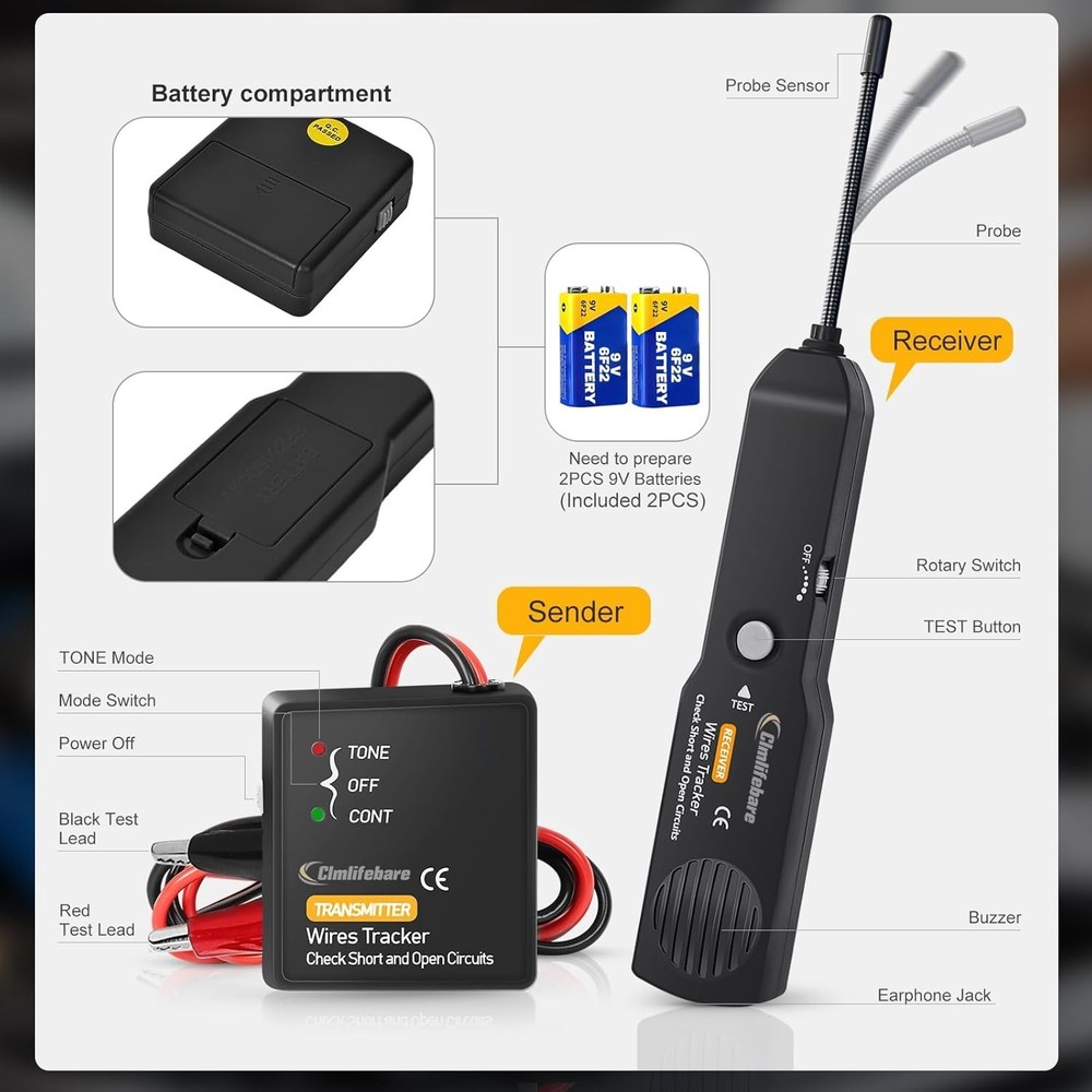 Versatile Wire Cable Tracker with 7-Inch Probe - Essential for Electrical Tasks