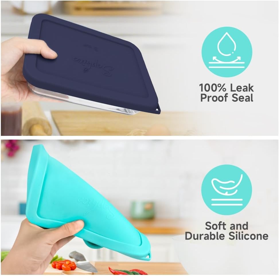 Sophico 3 Cup Rectangle Silicone Storage Cover Lids Replacement MINT - 2 PACK