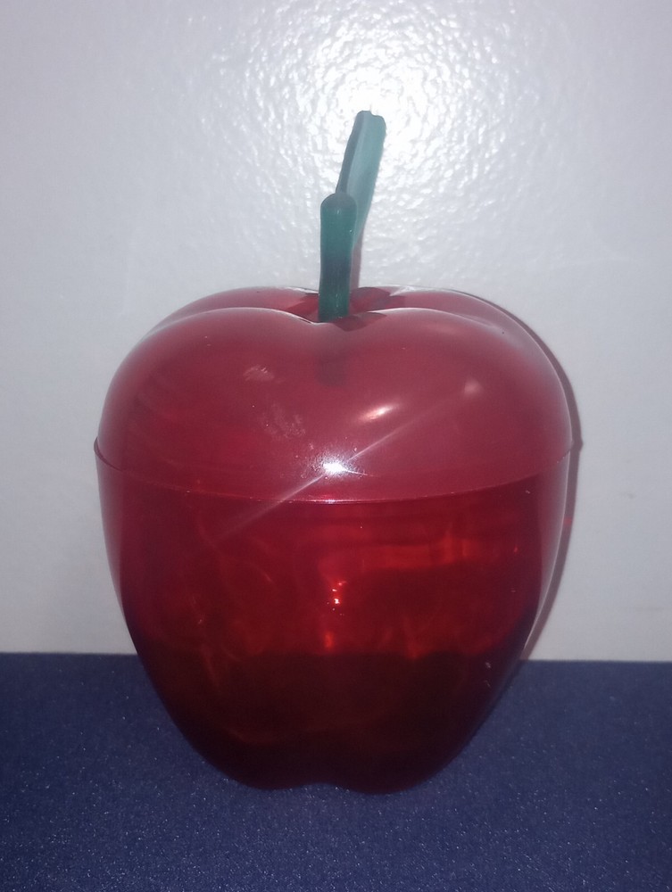 Vintage Plastic Red Apple Candy Container Holder