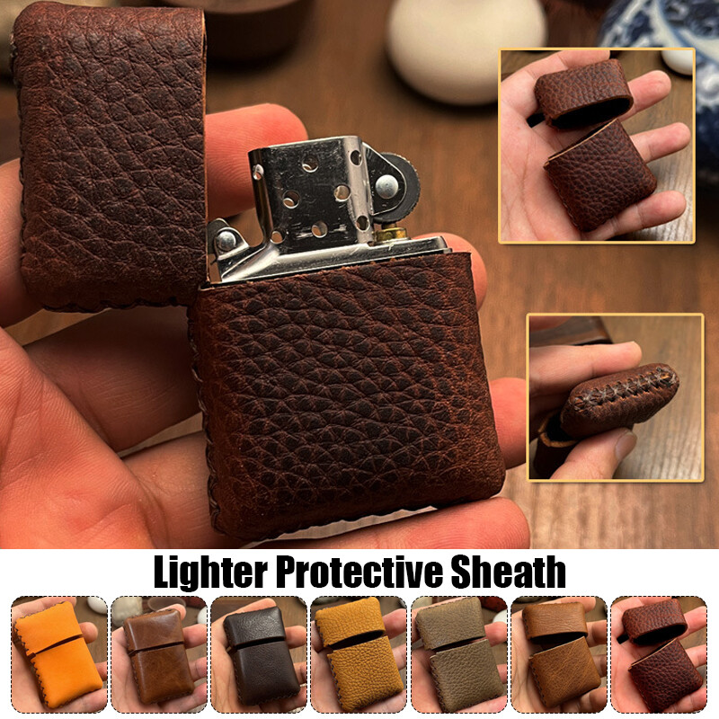 Genuine Cowhide Leather Lighter Case Cover Protective Sheath Retro Handmade