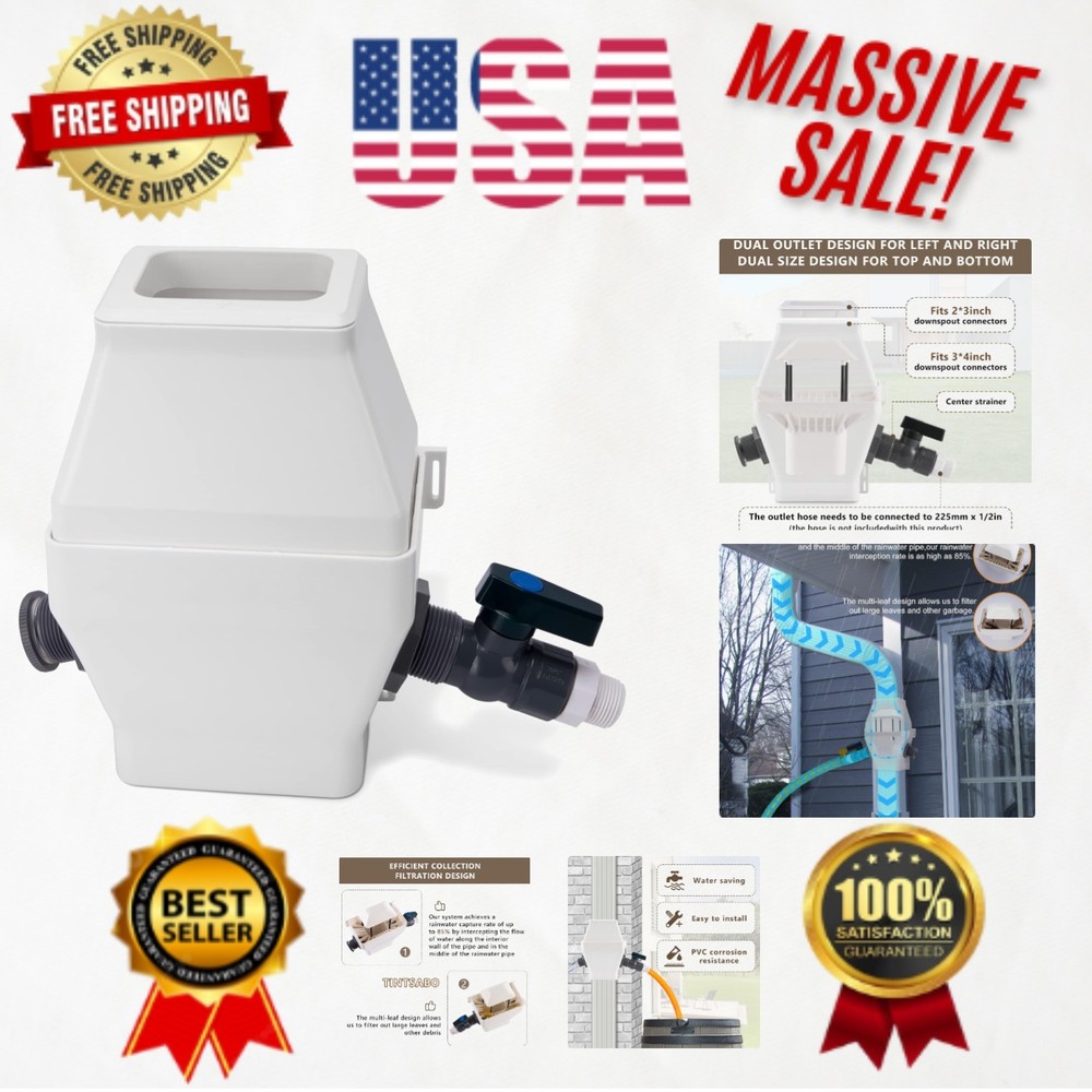 Efficient Rainwater Diverter Kit for Downspouts - Filter Debris & Secure Install