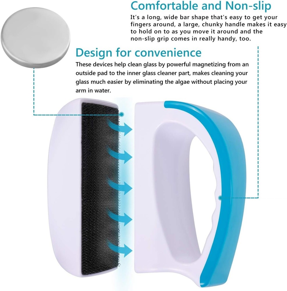 Premium Magnetic Algae Scraper for Easy Aquarium Cleaning - Light Blue, Size S