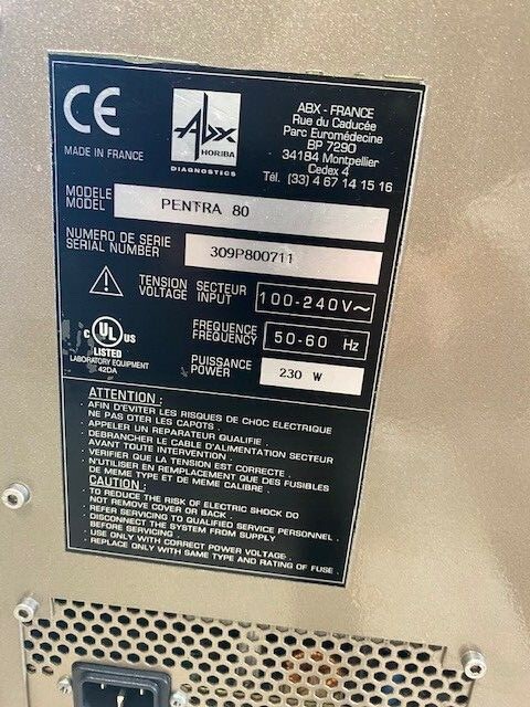 Horiba ABX Pentra 80 Automated Hematology Analyzer POWERS ON READ DESCRIPTION