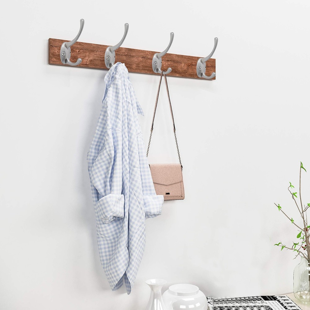 12 Pack Silver Coat Hooks Wall Mounted with 24 Screws Retro Double Hooks Uti