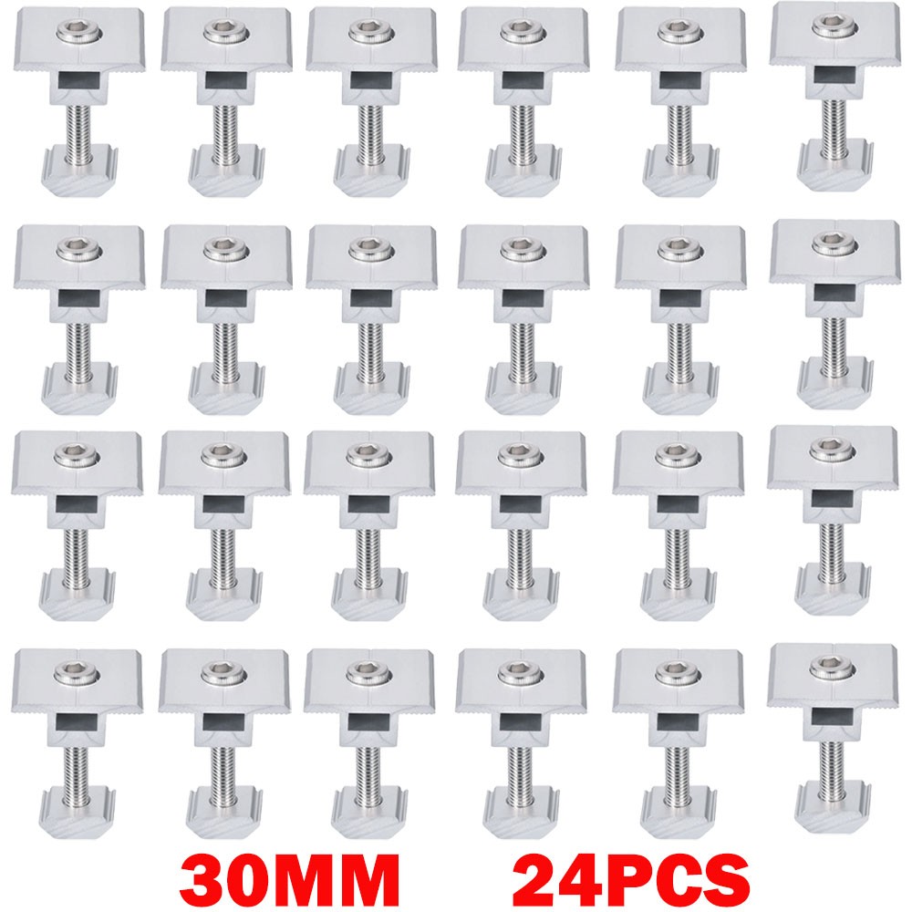 24Pcs 30mm Solar Panel Middle Clamps Aluminium Solar Panel Mount Mid Clip US