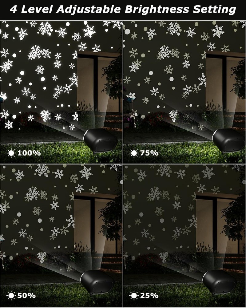 Snowflake Projector Lights with Remote, Timer, Dimmer, IP65 Waterproof丨Ch
