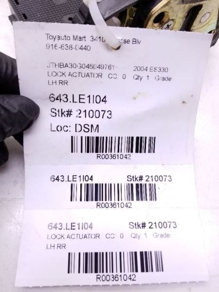 2004 LEXUS ES330 DRIVER SIDE REAR DOOR LOCK ACTUATOR ASSEMBLY